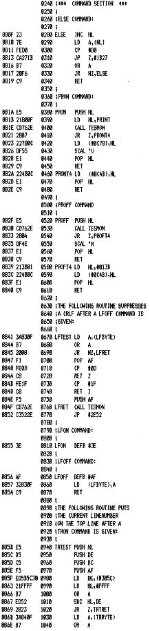 ZEAP Z80 Assembler – Source Listing